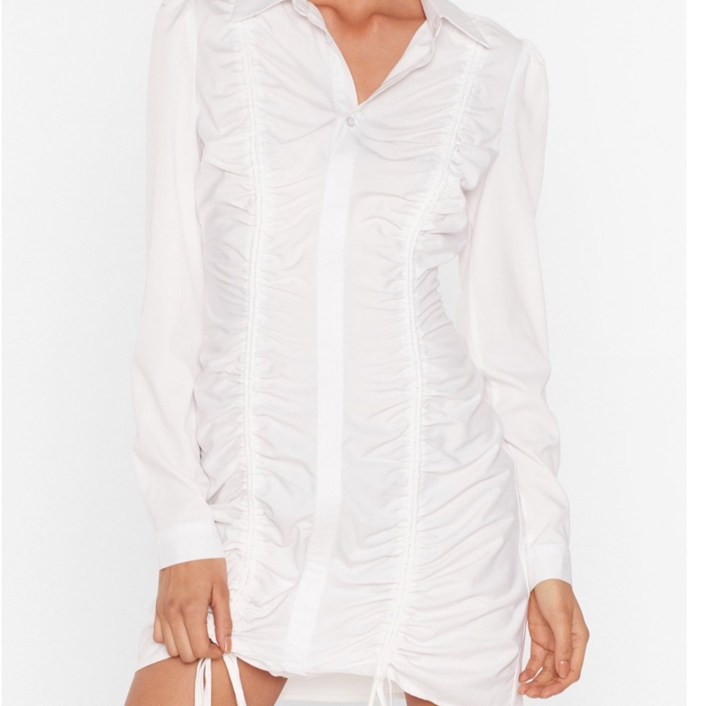 Brand New White Ruched Mini dress